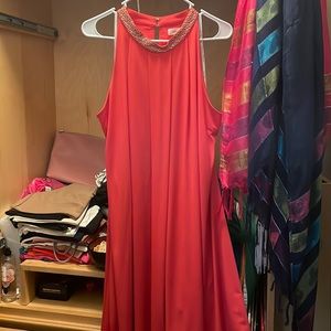 Calvin Klein coral color aline sleeveless midi dress